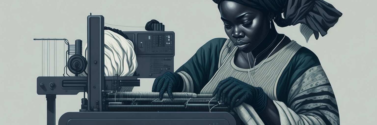 O que faz o Tecelão de Meias (máquina retilínea) 2 Leonardo Diffusion muted ink painting muted colors rice paper 1 18 Acelera Profissional